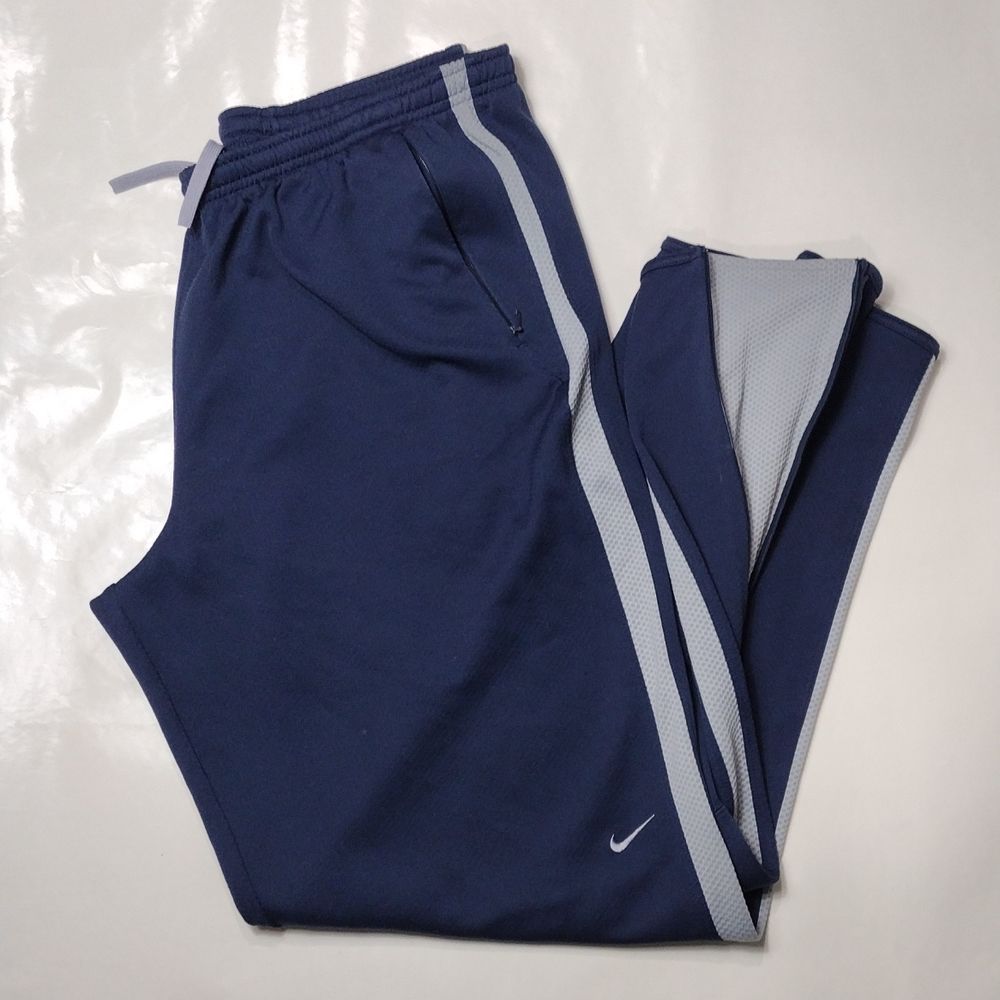 Nike Blue Gray Lightweight Drawstring Zip Bottom Sweatpants
